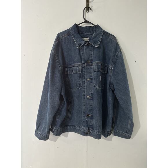 Carhartt Trucker Jacket Mens Blue Workwear Denim Coat Outdoor SIZE XXL - Picture 3 of 6